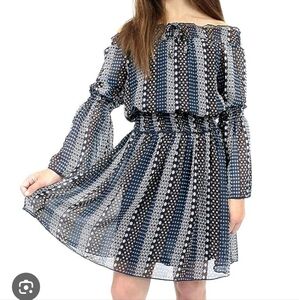 NWT Stylish Navy Blue And Orange Polka Dot Kids Dress